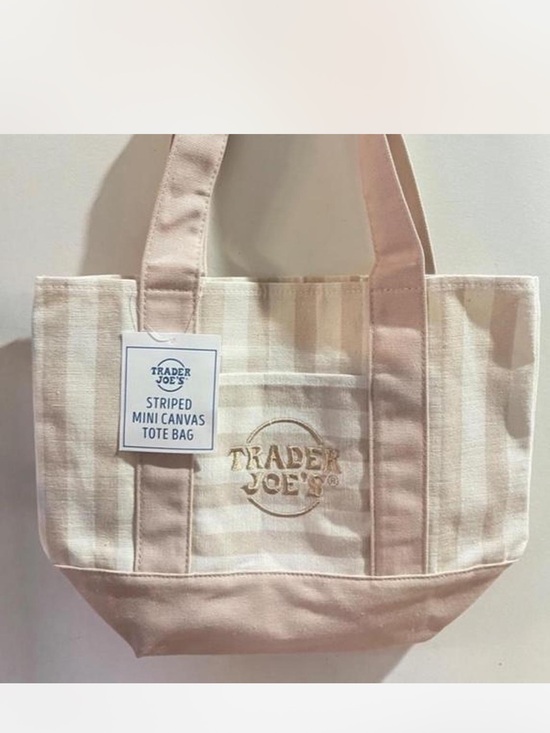 Handbags - Trader Joe’s Striped Mini Canvas Tote Bag- pink, green, cream